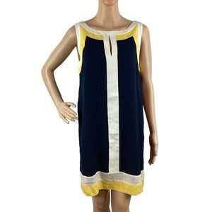 Canvas by Lands' End Silk Mini Dress Size 8 Blue Yellow White